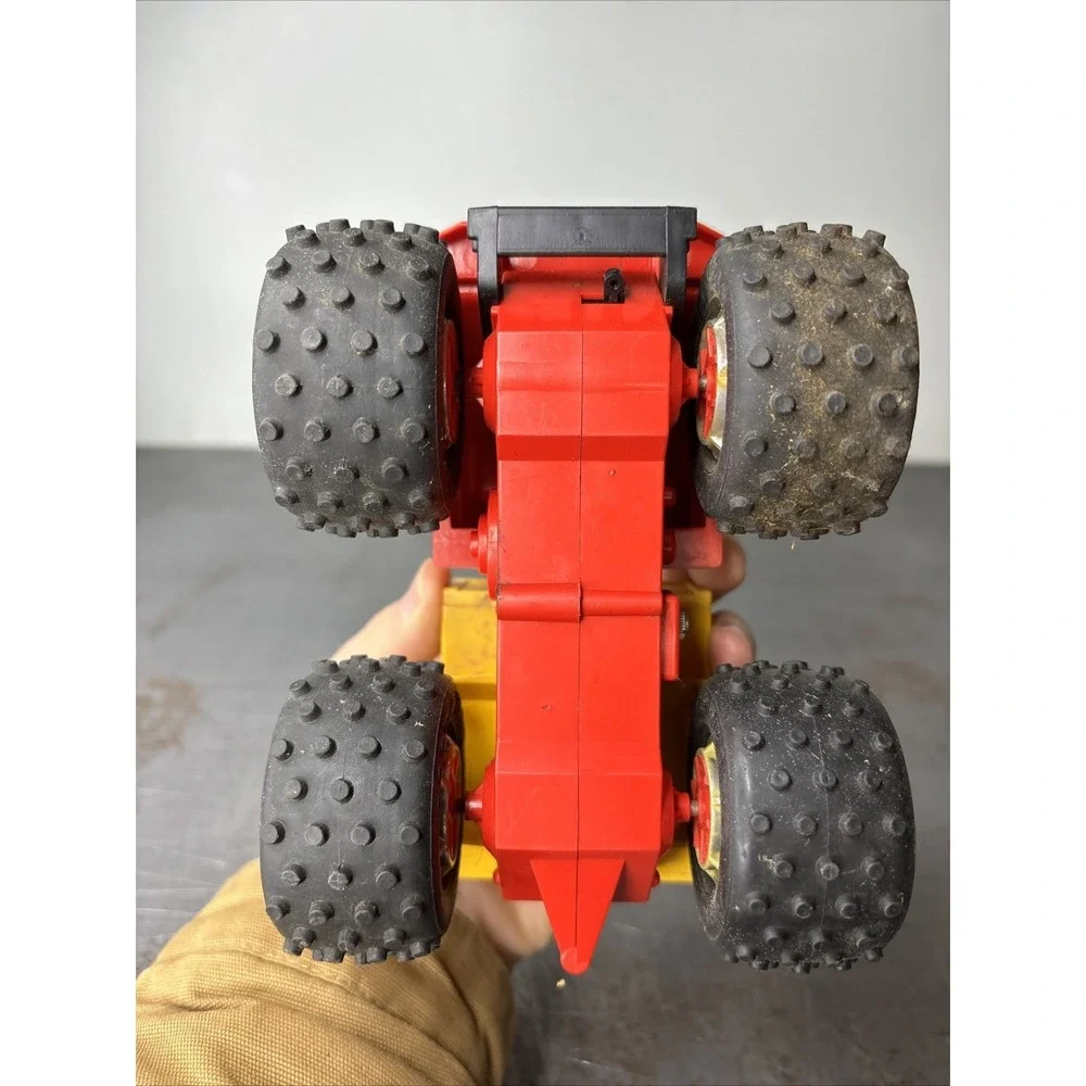 Vintage JOUSTRA Made in France Tractor  Digger Dans‎ Red Yellow Goodyear Tire
